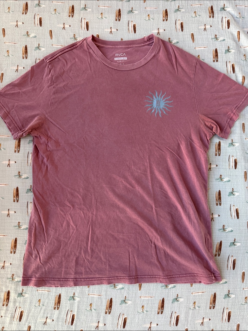 RVCA Men's Short-Sleeve Tee with Blue Sun Graphic